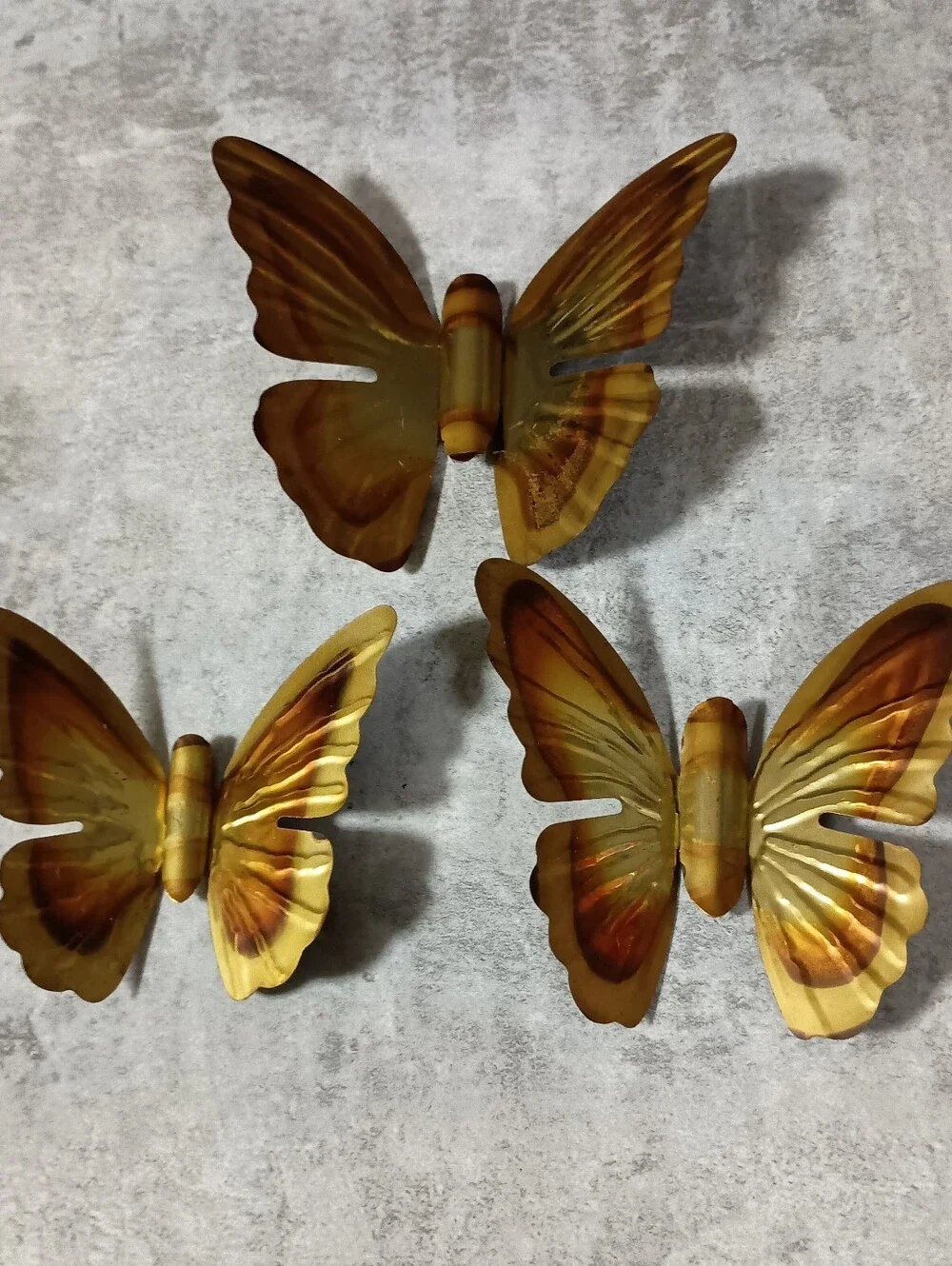 Decorative Metal Butterfly Wall Accents in Gold and Brown - Set of 3